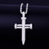 Nail Cross Pendant Necklace  AAA Cubic Zircon Men's Hip Hop Street Rock Jewelry