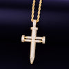 Nail Cross Pendant Necklace  AAA Cubic Zircon Men's Hip Hop Street Rock Jewelry