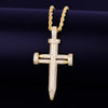 Nail Cross Pendant Necklace  AAA Cubic Zircon Men's Hip Hop Street Rock Jewelry