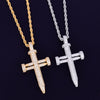 Nail Cross Pendant Necklace  AAA Cubic Zircon Men's Hip Hop Street Rock Jewelry