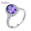 Naisa 925 Sterling Silver Ring for Women Solitaire CZ Natural Oval Amethyst Purple Engagement Ring Wedding Jewelry Valentine Gif