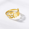 Nama Kustom Cincin untuk Wanita Baja Tahan Karat Warna Emas Pribadi Inisial Cincin Bahasa Inggris Kuno Huruf Huruf Perhiasan Anillos Mujer