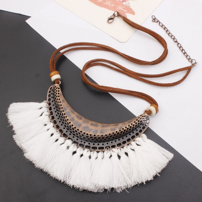 Naomy&ZP Tassel Necklace For Women Big Ethnic Necklace Bohemia Long Choker Statement Necklace Boho Vintage Punk Fashion Jewelry