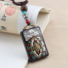 National Ebony Nepal Sweater Amulet Chain Wood Elephant Pendant God Buddha Long Necklace Woman Kallait Gem Crystal grave Jewelry
