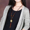 National Style Sweater Chain All-match Jewelry Handmade Ceramic Pendant Long Necklace Clothes Pendant XL005-37