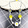 National Tide Daisy Pearl Titanium Steel Beaded Necklace Sun Flower Anti-War Smiley Face Hip Hop Stitching Necklace