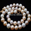 Natural 10-11mm near round white pink purple freshwater pearl necklace