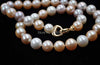 Natural 10-11mm near round white pink purple freshwater pearl necklace