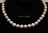 Natural 10-11mm near round white pink purple freshwater pearl necklace