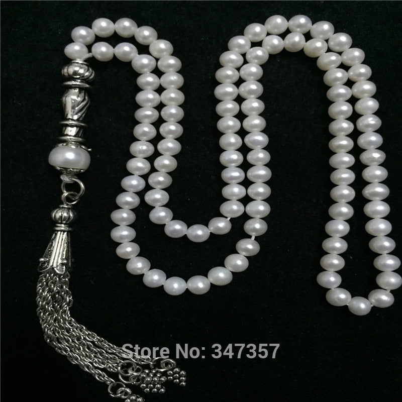 Natural 101beads Fresh Water Pearl 4mm beads Alloy Accessories Prayer beads Rosary Islamic Muslim Tasbih Allah