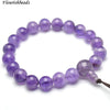 Natural 10mm Amethyst Stone Round Beads Mala Bracelets Elastic Line Stretch Buddhist Energy Jewelry