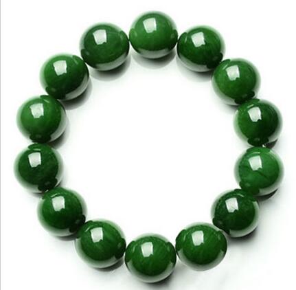 Natural 12mm Dark Green Jade Round Gemstone Beads Stretchy Bangle Bracelet tall