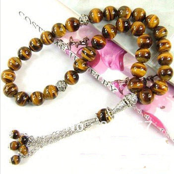 Natural 33 Tiger Eyes 8MM Stone Round Shape Gem Stone Kehribar Tesbih Islamic Muslim prayer beadsTasbih Allah