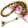 Natural 33 Tiger Eyes 8MM Stone Round Shape Gem Stone Kehribar Tesbih Islamic Muslim prayer beadsTasbih Allah