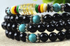 Natural 6mm Black Agate beaded Bracelet Tibetan Buddhist 108 Prayer Beads Bracelet Gourd Mala Prayer Bracelet for Meditation