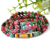 Natural 6mm Colorful Agate beaded Bracelet Tibetan Buddhist 108 Prayer Beads Necklace Gourd Mala Prayer Bracelet for Meditation