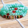 Natural 6mm Green Gemstone beads Bracelet Tibetan Buddhist 108 Prayer Bead Bracelet Gourd Mala Prayer Bracelet for Meditation