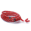 Natural 6mm Red Agate beaded Bracelet Tibetan Buddhist 108 Prayer Beads Necklace Gourd Mala Prayer Bracelet for Meditation