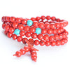 Natural 6mm Red Turquoise beads Bracelet Tibetan Buddhist 108 Prayer Bead Bracelet Gourd Mala Prayer Bracelet for Meditation