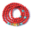 Natural 6mm RedTurquoise beads Bracelet Tibetan Buddhist 108 Prayer Bead Bracelet Gourd Mala Prayer Bracelet for Meditation