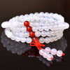 Natural 6mm White Agate beaded Bracelet Tibetan Buddhist 108 Prayer Beads Necklace Gourd Mala Prayer Bracelet for Meditation