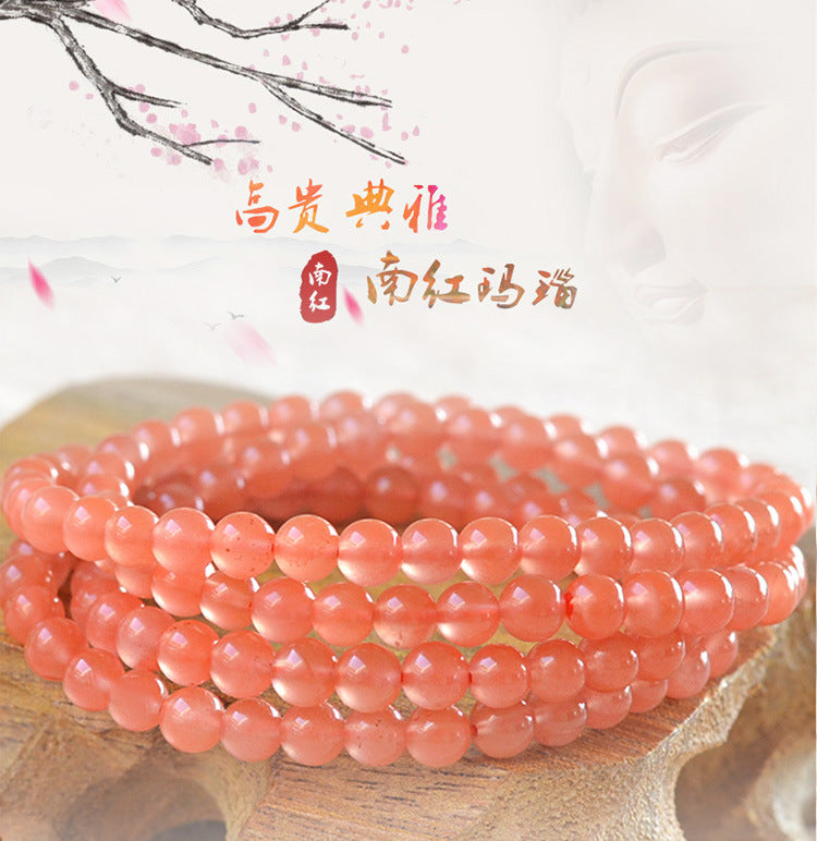 Natural 7mm South Red Agate beaded Bracelet Tibetan Buddhist 108 Prayer Beads Bracelet Gourd Mala Prayer Bracelet for Meditation