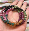 Natural 7mm Three circles mix Tourmaline Bracelet 40.5g