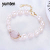 Natural 9-10mm White Pearl Beaded Bracelet For Bridal Weddings Natural Crystal Bracelet Jewelry Decorations For Women's Bracelet