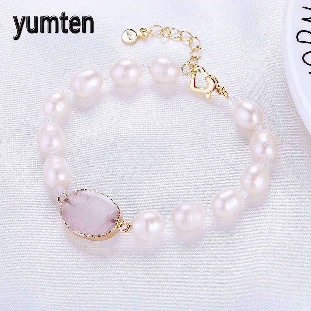 Natural 9-10mm White Pearl Beaded Bracelet For Bridal Weddings Natural Crystal Bracelet Jewelry Decorations For Women's Bracelet