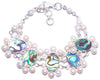 Natural Abalone Shell and River Pearl Handmade Unique 925 Sterling Silver Bracelet 7 1/4-8 1/4 Y1342