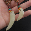 Natural Afghan Stone Pendant Necklace Wolf Tooth Amulets And Talismans Couple Necklace For Women And Men Lucky Jewelry