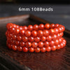 Natural Agate Beaded Bracelet 108 Beads Multi Layers Flame Red Gemstone Reiki Meditation Stretch Bracelet Rosary Prayer Jewelry
