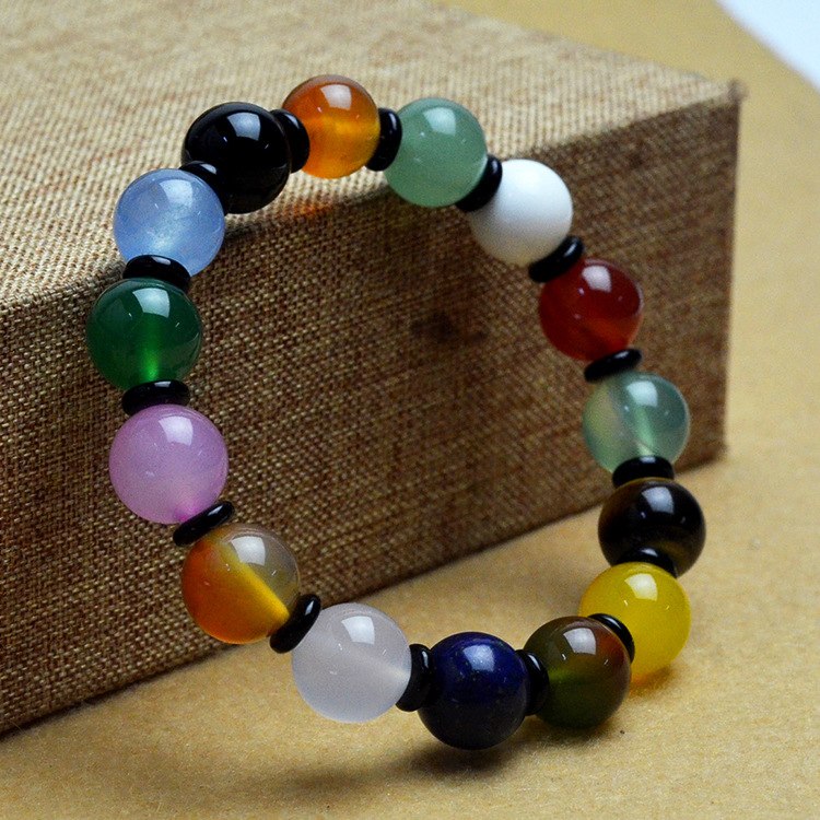 Natural Agate Beads Bracelet Fine GemStone Beaded Elastic Line Bracelet Men Jewelry Women Bracelet Can Drop Shipping