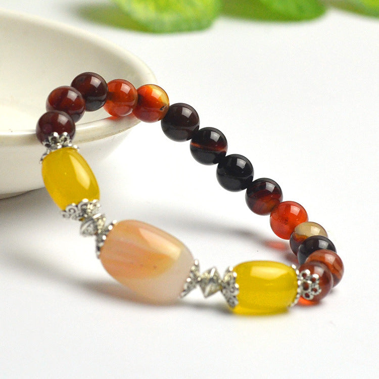 Natural Agate Beads Bracelet Fine GemStone Beaded Elastic Line Bracelet Men Jewelry Women Bracelet Can Drop Shipping