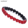Natural Agate Bracelet 8mm Creative Jewelry Woman Dancing Bracelet Red and Black Gemstone Scrub Agate Couple Bracelet
