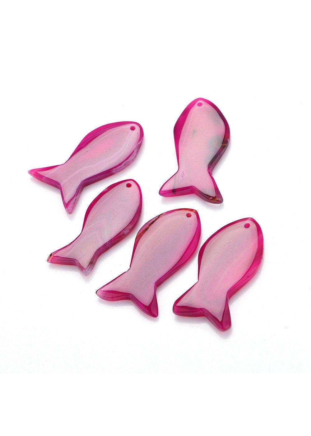 Natural Agate Fish Pendant Long Necklace Hot selling Fashion Blue Black Onyx Natural Mixed Colors Healing Reiki Men Woman Gifts