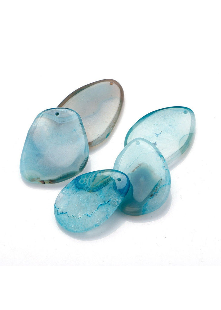 Natural Agate Water Drop Irregular Multicolor Pendant Long Necklace Arenaceous Blue Magenta Orange Red Stripe Agat Colored Mixed