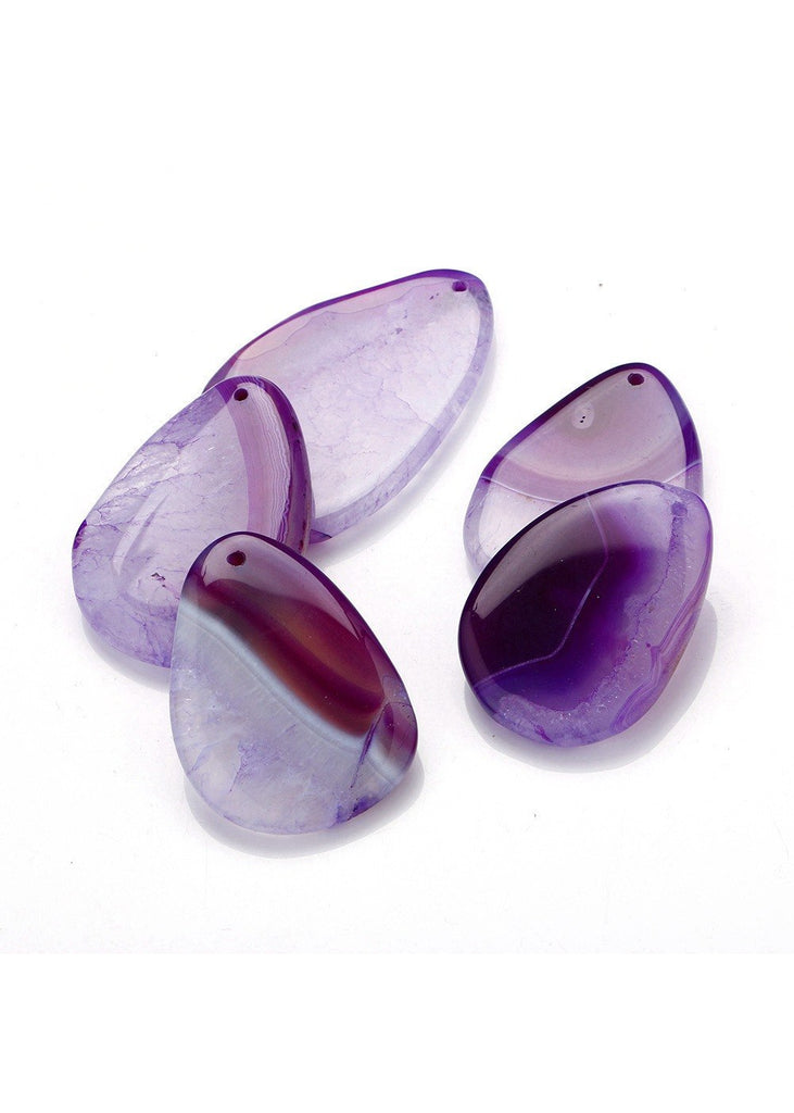 Natural Agate Water Drop Irregular Multicolor Pendant Long Necklace Arenaceous Blue Magenta Orange Red Stripe Agat Colored Mixed