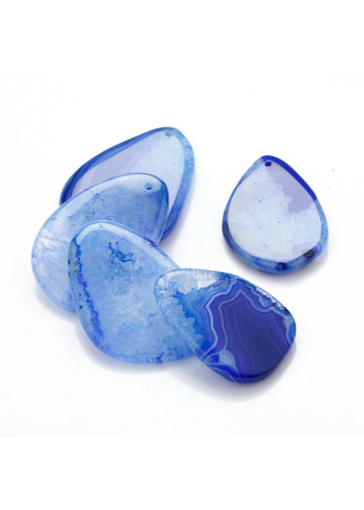Natural Agate Water Drop Irregular Multicolor Pendant Long Necklace Arenaceous Blue Magenta Orange Red Stripe Agat Colored Mixed