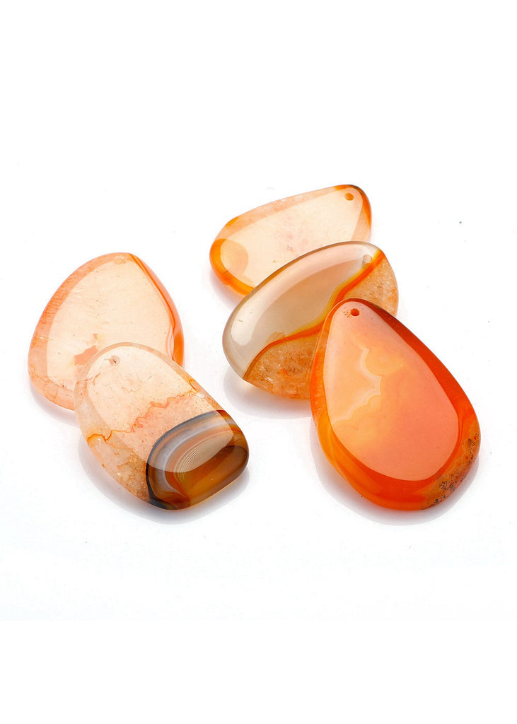 Natural Agate Water Drop Irregular Multicolor Pendant Long Necklace Arenaceous Blue Magenta Orange Red Stripe Agat Colored Mixed