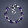 Natural Amethyst Handmade Unique 925 Sterling Silver Bracelet 6 3/4-7 3/4 Y2830