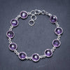 Natural Amethyst Handmade Unique 925 Sterling Silver Bracelet 7 1/2-8 Y2809
