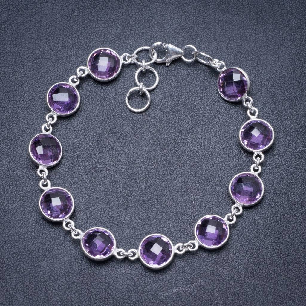 925 Sterling Silver Oval Amethyst Bracelet for Women Natural Gemstone 4 x 6 mm