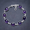 Natural Amethyst Handmade Unique 925 Sterling Silver Bracelet 7 1/4-8 Y3460