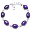 Natural Amethyst Handmade Unique 925 Sterling Silver Bracelet 7 1/4-8 1/4 Y1974