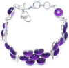 Natural Amethyst,Moonstone and Smoky Quartz Handmade Unique 925 Sterling Silver Bracelet 8-8 1/2 Y0003