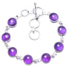 Natural Amethyst Handmade Unique 925 Sterling Silver Bracelet 7-8 Y1955