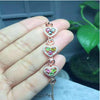 Natural And Real Tourmaline bracelet Love Heart bracelet 925 sterling silver 3mm 9pcs