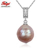 Natural Baroque Pearl Pendant 925 Sterling Silver Necklace Fine Jewelry for Women 13mm Multicolor Pearl Chain Beads
