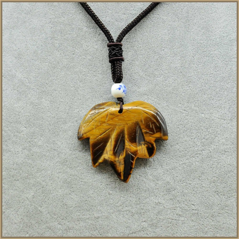 Natural Black Crystal Maple Leaves Pendant Necklace 8 Color Long Necklace Stone Necklace For Women Jewelry Wedding Beads Knotted